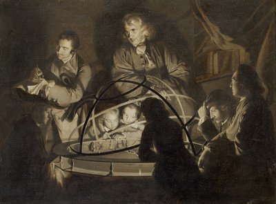 Philosopher giving a lecture on the orrery by Joseph Wright of Derby